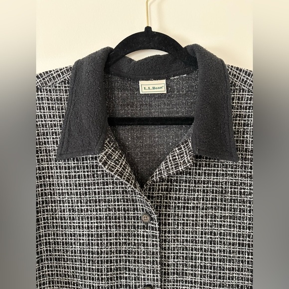 L.L. Bean Vintage Black White Houndstooth Plaid Lightweight Shacket - Picture 6 of 9